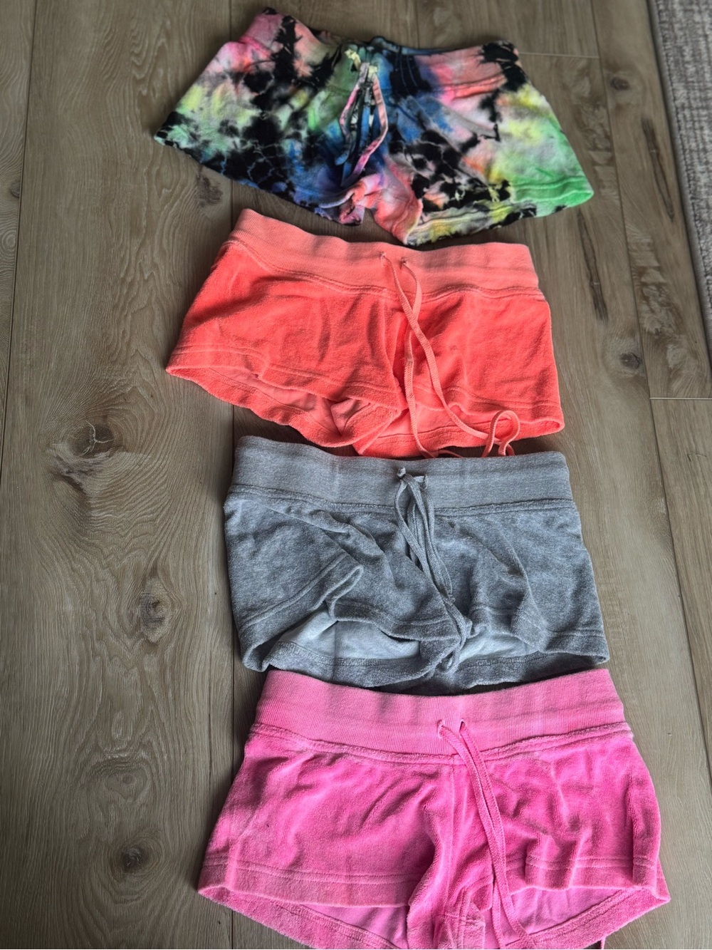 Junior Small hard tail shorts Terrycloth  - Pink, Gray, Coral & Tie-Dye